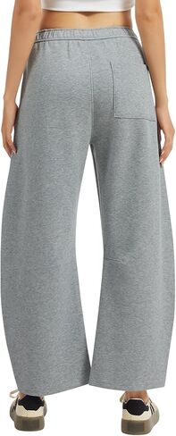 OVRUNS Barrel Sweatpants المرأة مرونة الخصر برميل السراويل الداخلية الرباط فضفاض صالة العرق السراويل مع جيوب in Kuwait
