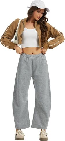 OVRUNS Barrel Sweatpants المرأة مرونة الخصر برميل السراويل الداخلية الرباط فضفاض صالة العرق السراويل مع جيوب in Kuwait