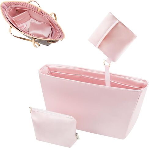 Silky Purse Insert Organizer 3 Set for Neverfull Bags, Silk Touch Bag Organizer, Luxury Handbag Shaper,Lightweight and Soft Touch(MM, Pink) in Saudi Arabia