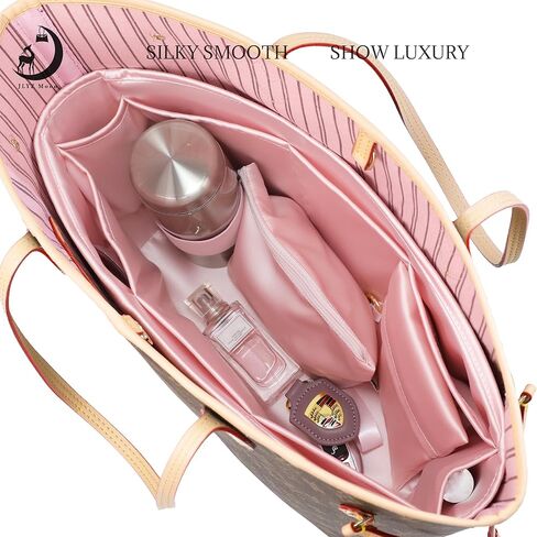 Silky Purse Insert Organizer 3 Set for Neverfull Bags, Silk Touch Bag Organizer, Luxury Handbag Shaper,Lightweight and Soft Touch(MM, Pink) in Saudi Arabia