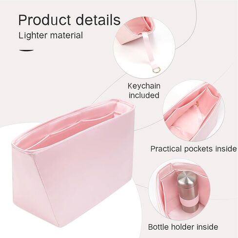 Silky Purse Insert Organizer 3 Set for Neverfull Bags, Silk Touch Bag Organizer, Luxury Handbag Shaper,Lightweight and Soft Touch(MM, Pink) in Saudi Arabia