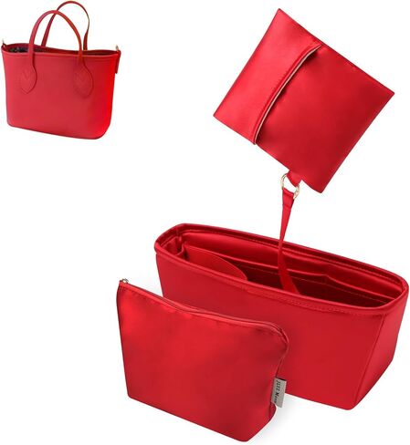 Silky Purse Insert Organizer 3 Set for Neverfull Bags, Silk Touch Bag Organizer, Luxury Handbag Shaper,Lightweight and Soft Touch(MM, Pink) in Saudi Arabia