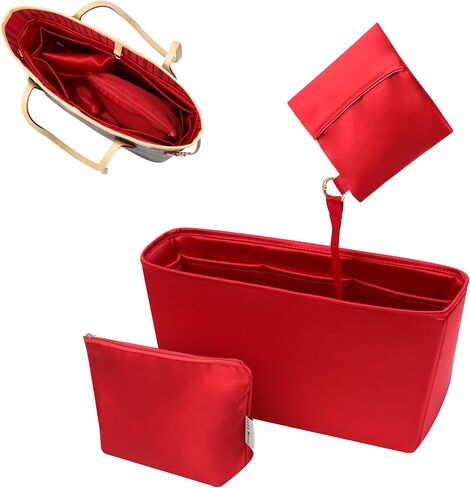 Silky Purse Insert Organizer 3 Set for Neverfull Bags, Silk Touch Bag Organizer, Luxury Handbag Shaper,Lightweight and Soft Touch(MM, Pink) in Saudi Arabia