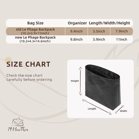 Lightweight Insert for Longchamp BackPack Bag, Waterproof Surface and Silky Satin Lining(Fits Original Xtra M Backpack, Black) in Saudi Arabia