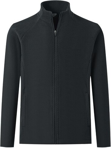 M MAELREG Winter Fleece Jackets for Men Lightweight Stand Collar Fashion Wave Texture Warm Full Zip Mens Coat with Pockets in Saudi Arabia