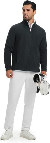 M MAELREG Winter Fleece Jackets for Men Lightweight Stand Collar Fashion Wave Texture Warm Full Zip Mens Coat with Pockets in Saudi Arabia