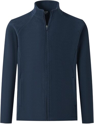 M MAELREG Winter Fleece Jackets for Men Lightweight Stand Collar Fashion Wave Texture Warm Full Zip Mens Coat with Pockets in Saudi Arabia