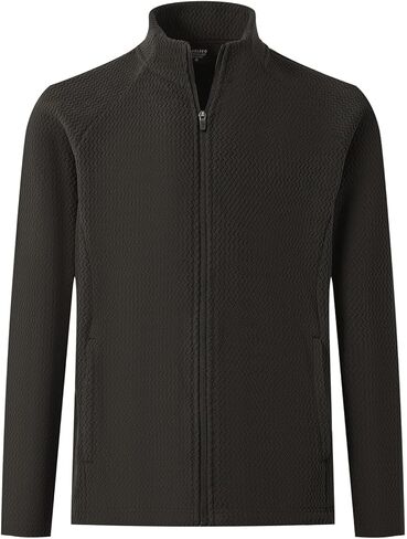 M MAELREG Winter Fleece Jackets for Men Lightweight Stand Collar Fashion Wave Texture Warm Full Zip Mens Coat with Pockets in Saudi Arabia
