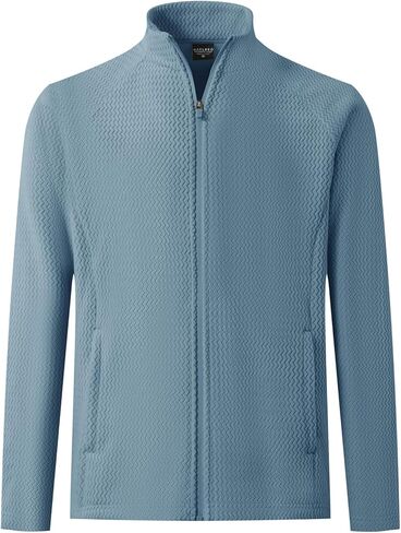 M MAELREG Winter Fleece Jackets for Men Lightweight Stand Collar Fashion Wave Texture Warm Full Zip Mens Coat with Pockets in Saudi Arabia