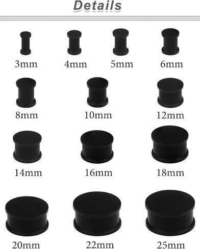 Yaalozei 8G-25mm مقاييس الأذن الناعمة الصلبة سيليكون سدادات الأذن مزدوجة متوهجة اللحم نقالات المتوسع إخفاء المقابس للأذن التجنيب ثقب المجوهرات للنساء الرجال أسود أبيض اللحم شين لهجة 13 زوجا in Kuwait