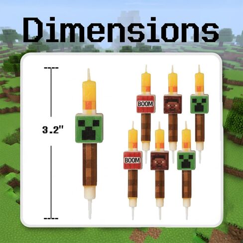 6 Pcs Birthday Candles, Pixel Design Party Favor Candle, Birtday Cake Decorations, Pixel Miner Themed Party Supplies in Saudi Arabia