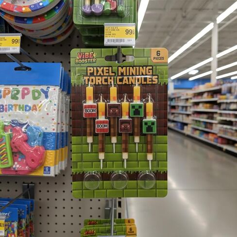6 Pcs Birthday Candles, Pixel Design Party Favor Candle, Birtday Cake Decorations, Pixel Miner Themed Party Supplies in Saudi Arabia