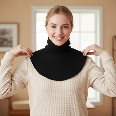 Black High Neck Warmer, Thermal Layering Collar for Indoor and Outdoor Wind Protection in Saudi Arabia