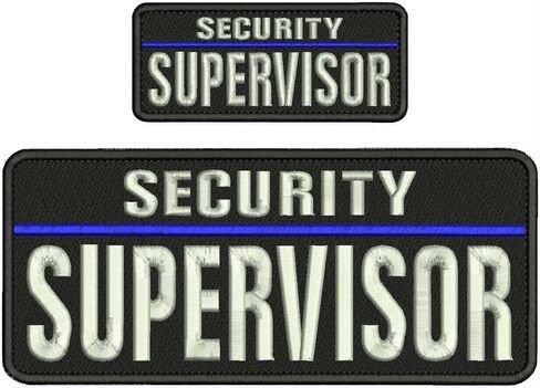 Embroidered Patch - Patches for Women Man - Security Supervisor Embroidery Patch 4X10 & 2X5 Hook ON Back Silver ON Black, Shown in The Photo in Saudi Arabia