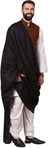Pashtush Men's Thick Count Blended Wool Shawl, Lohi Free Size Black in Saudi Arabia