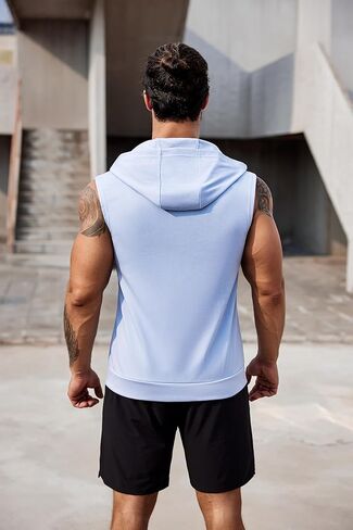 COOFANDY Men's Workout Hooded Tank Tops 2 Pack Zip Up Sleeveless Gym Shirts Muscle Cut Off T Shirt Bodybuilding Hoodies in Kuwait