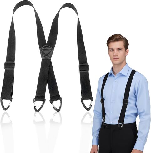 Hidden Suspenders for Men, 1.5" X-Back Belt Loop Suspender Design with 3 Snap Clips Wide Under Clothing Adjustable Work Suspenders Elastic Under Clothing Suspender for Suits Jeans for Men Wom in Saudi Arabia