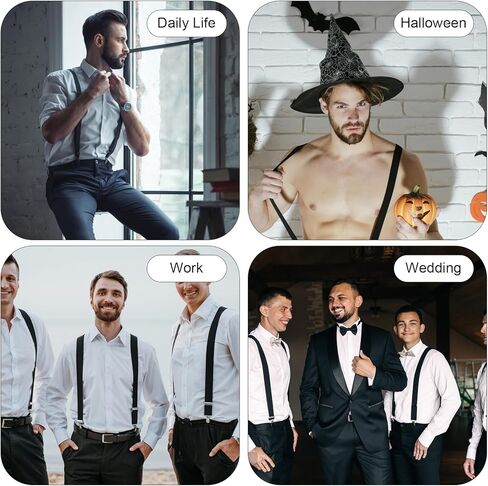 Hidden Suspenders for Men, 1.5" X-Back Belt Loop Suspender Design with 3 Snap Clips Wide Under Clothing Adjustable Work Suspenders Elastic Under Clothing Suspender for Suits Jeans for Men Wom in Saudi Arabia