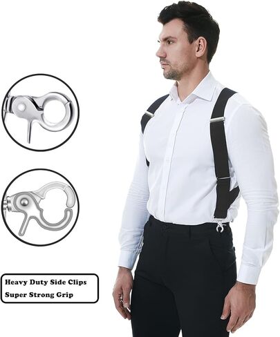 Men's Suspenders 1.4" Wide X Back Design with 2 Snap Hooks - Adjustable and Comfortable for Big and Tall in Saudi Arabia