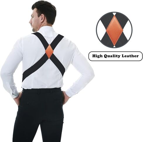 Men's Suspenders 1.4" Wide X Back Design with 2 Snap Hooks - Adjustable and Comfortable for Big and Tall in Saudi Arabia