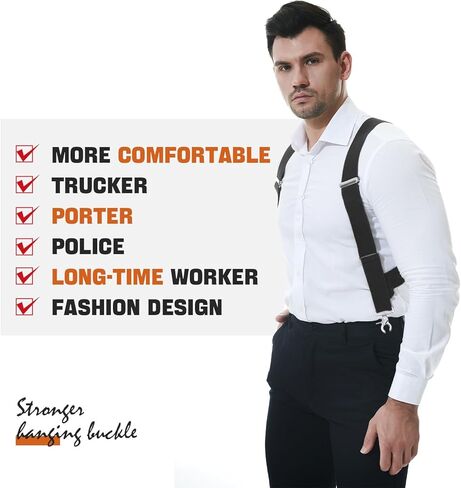 Men's Suspenders 1.4" Wide X Back Design with 2 Snap Hooks - Adjustable and Comfortable for Big and Tall in Saudi Arabia