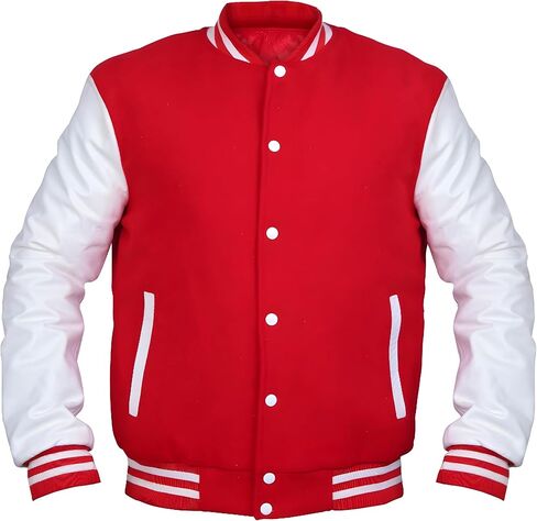 Men's Varsity Jackets Letterman Baseball College Bomber Wool Real Premium Leather Sleeve Unisex Jacket in Saudi Arabia