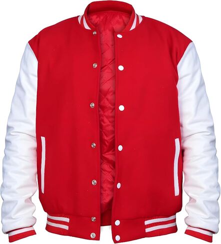 Men's Varsity Jackets Letterman Baseball College Bomber Wool Real Premium Leather Sleeve Unisex Jacket in Saudi Arabia