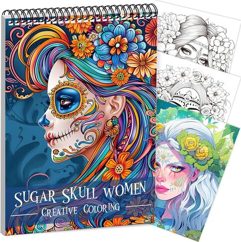 Adult Coloring Book Spiral Bound, Mindfulness Coloring Book for Women Relaxation, Thick Paper One Sided Design, Gift for Adult to Relax and Relieve Anxiety-Magic Wishing in Saudi Arabia