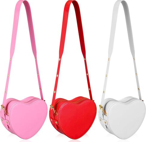 2 Pcs Valentine's Heart Shaped Purse Heart Satchel Bag PU Leather Crossbody Purse for Women Gift in Kuwait