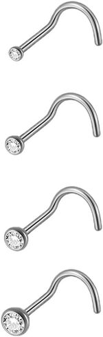 Tiny Rhinestone Nose Stud Ring Set for Women 20G Minimalist 1.5-3mm CZ Crystal Corkscrew Studs Minimalist Nostril Piercing Jewelry in Saudi Arabia