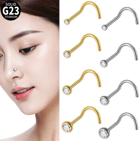 Tiny Rhinestone Nose Stud Ring Set for Women 20G Minimalist 1.5-3mm CZ Crystal Corkscrew Studs Minimalist Nostril Piercing Jewelry in Saudi Arabia
