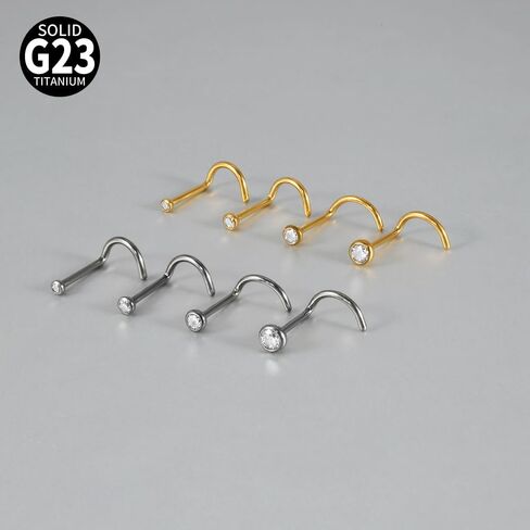Tiny Rhinestone Nose Stud Ring Set for Women 20G Minimalist 1.5-3mm CZ Crystal Corkscrew Studs Minimalist Nostril Piercing Jewelry in Saudi Arabia