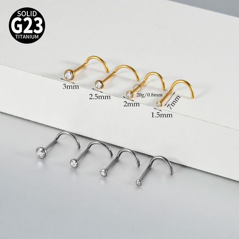 Tiny Rhinestone Nose Stud Ring Set for Women 20G Minimalist 1.5-3mm CZ Crystal Corkscrew Studs Minimalist Nostril Piercing Jewelry in Saudi Arabia