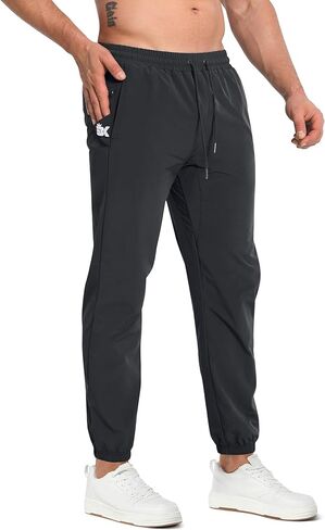 BROKIG Men's Tapered Gym Joggers, Lightweight Training Cuffed Sweatpants Zipper Pocket, Slim Fit Athletic Running Pants in Saudi Arabia