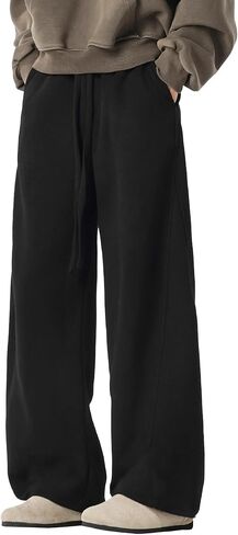 Men's Baggy Sweatpants Wide Leg Sweatpants Baggy Y2K Elastic Waist Drawstring Loose Joggers with Pockets in Saudi Arabia