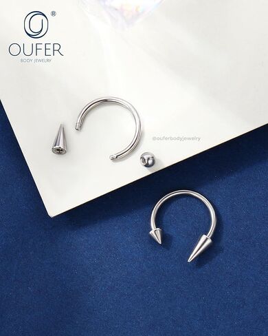 مجوهرات ثقب الشفاه من OUFER Snake Bites 16G حلقات الشفاه، 6 قطع 8/10/12 مم حدوة حصان طويلة قصيرة مدببة/حلقات لابريت كروية، 316L من الفولاذ الجراحي الحاجز هيليكس محارة ثقب المجوهرات in Kuwait