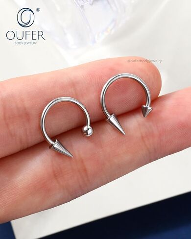 مجوهرات ثقب الشفاه من OUFER Snake Bites 16G حلقات الشفاه، 6 قطع 8/10/12 مم حدوة حصان طويلة قصيرة مدببة/حلقات لابريت كروية، 316L من الفولاذ الجراحي الحاجز هيليكس محارة ثقب المجوهرات in Kuwait