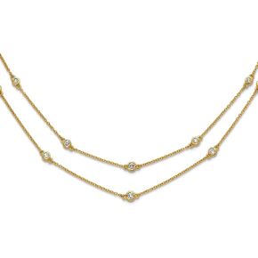 JewelryWeb 3mm 14k الصلبة الذهب الأصفر الماس متعدد محطة مزدوجة حبلا قلادة ستراند قلادة للنساء in Kuwait