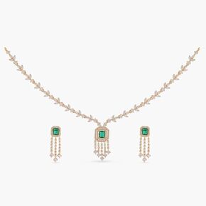 TARINIKA Gold Plated Rosemary CZ Green and White Necklace Set - Indian Jewelry Sets for Women | Perfect for Casual Occasions | Bollywood Costume Necklace | 1 Year Warranty* in Kuwait