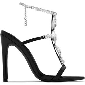 Women's Rhinestone Open Toe Ankle Strap Stiletto Heel Sandals Wedding Dress Party Sandals in Saudi Arabia