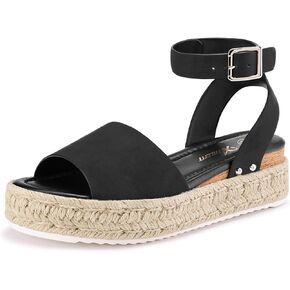 Athlefit Women's Platform Espadrille Wedge Sandals Comfortable Open Toe Buckle Sandals for Summer Casual in Kuwait