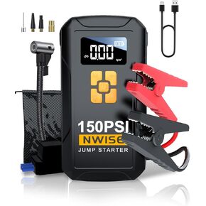 NWISE Car Jump Starter، بطارية محمولة بقدرة 2000 أمبير مع مشابك توصيل ذكية للسلامة، صناديق قفز 12 فولت مع ضوء LED in Kuwait