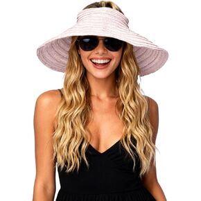 Wide Brim Foldable Straw Visor Hat for Women,UV Protection Packable Sun Hat for Travel,Outdoor in Saudi Arabia
