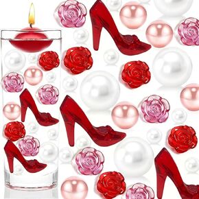 10091pcs Valentine's Day Vase Filler Beads Roses/Heart/High Heels Vase Fillers for Wedding, Home, Party Decor (Rose Love Heels Set) in Kuwait