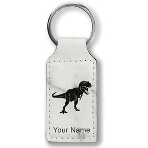 LaserGram Rectangle Keychain, Tyrannosaurus Rex Dinosaur, Personalized Engraving Included (Light Brown) in Kuwait