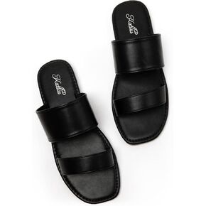 صندل نسائي مسطح من Katliu بحزامين مفتوح عند الأصابع in Kuwait