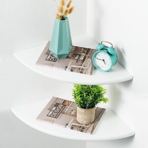 Corner Shelves Wall Mount, 7inch Oak Wood Floating Corner Shelves Set of 2 Round End Small Plant Shelf Wall Mount for Kitchen, Living Room, Bedroom in Saudi Arabia