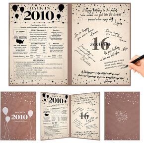 Crenics 16th Birthday Decorations for Boys or Girls 2009, Vintage Back in 2009 Birthday Poster, 16th Birthday Guest Signature Book, Great Sweet 16 Birthday Gifts in Kuwait