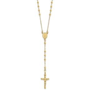 قلادة مسبحة من الذهب الأصفر عيار 14 قيراط من Jewelry Affairs، وسلسلة خرز متعددة الأوجه، وصليب وميدالية، 24 بوصة in Kuwait
