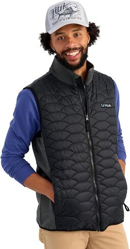 HUK mens Scale Hybrid Vest, Quilted Insulation With Performance Fleece Panels for Fishing and Outdoor Comfort in Saudi Arabia